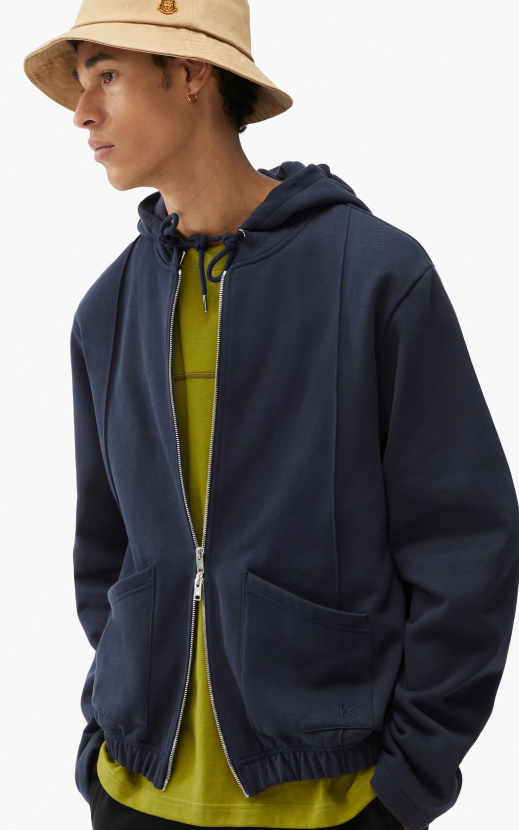 Sweat A Capuche Kenzo Homme Hoodie with zip Bleu Noir LZKYW-9742